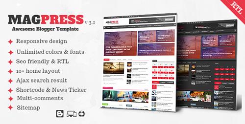 ThemeForest - Magpress v3.1 - Magazine Responsive Blogger Template - 13300247