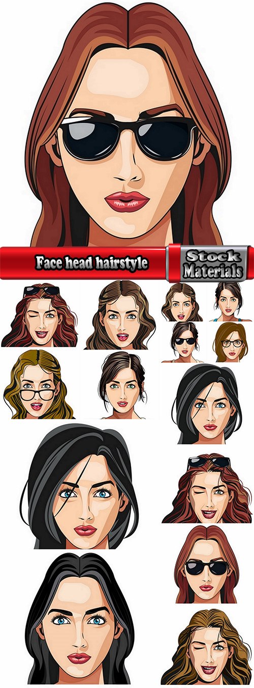 Face head hairstyle girl woman 15 EPS