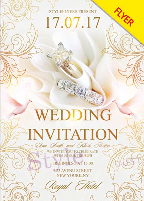 Wedding Invitation V26 PSD Flyer Template