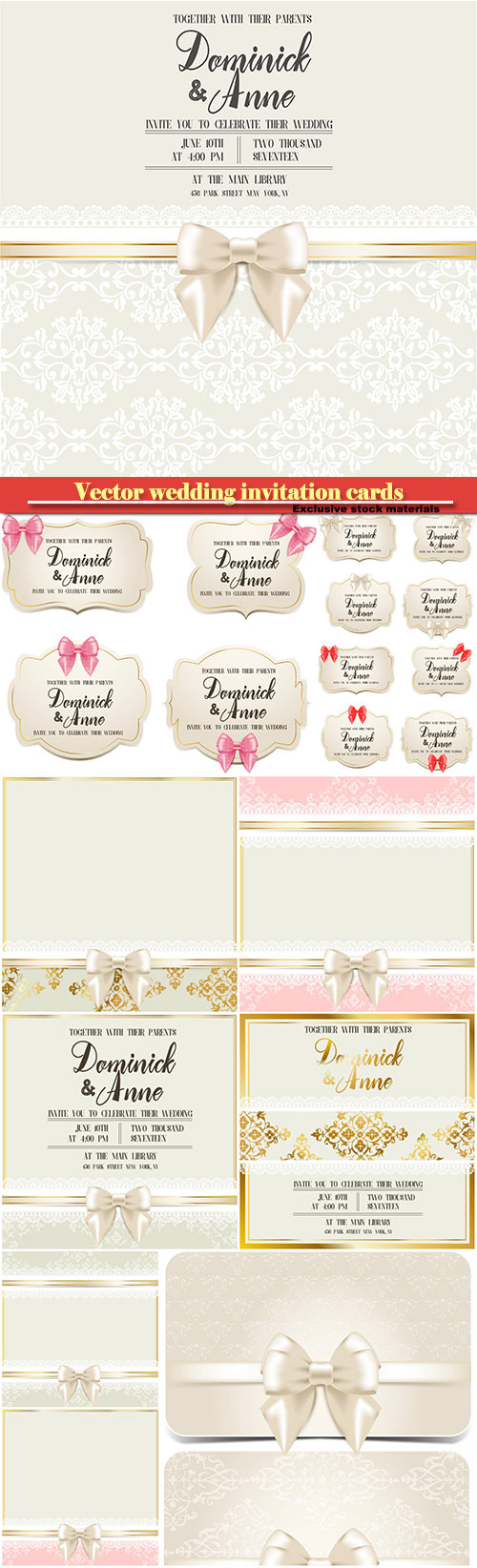 Wedding cards and invitation cards in vector