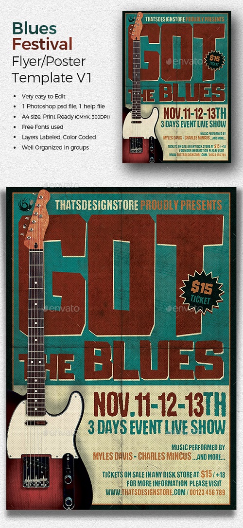 Blues Festival Flyer Template V1 20035222