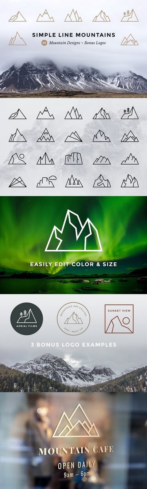 Simple Line Mountains + Bonus Logos 1250618