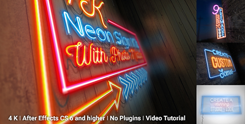 Neon Sign Kit With Photo Motion - Project for After Effects (Videohive)