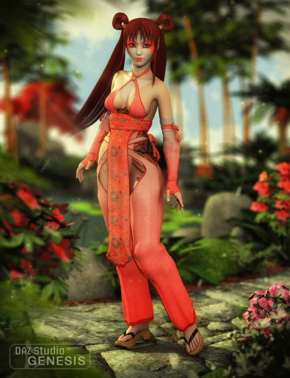 Flowering Dragon Asian Outfit