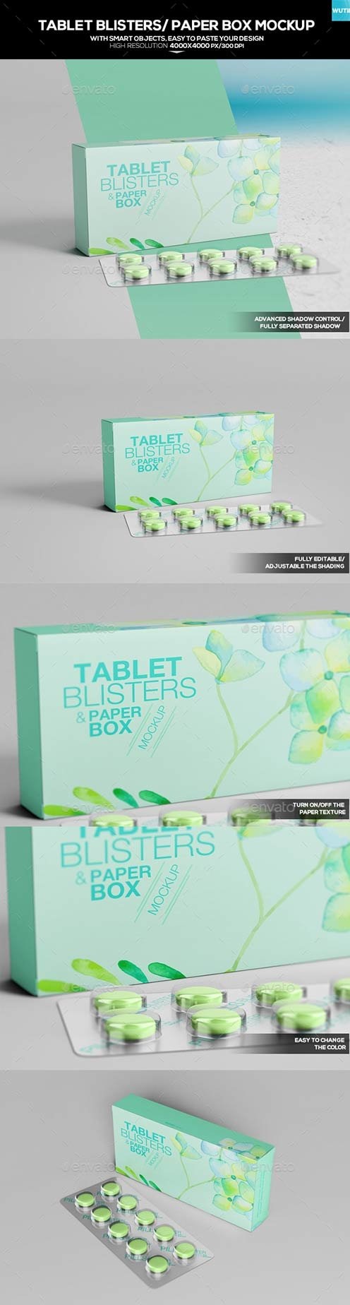 Tablet Blisters/ Paper Box Mockup 20140915