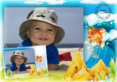 Детская летняя рамка для фотошопа – Синее, синее море