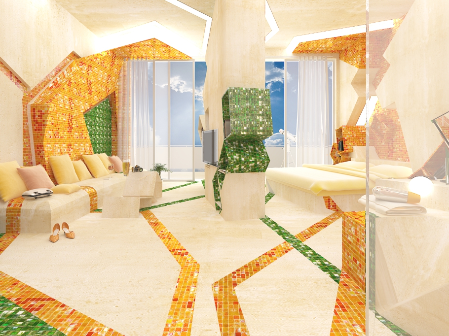 Современная и живописная спальня отеля — яркая работа дизайн-студии интерьеров джемелли