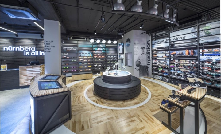 Корпоративный стиль в дизайне магазина спортивной одежды adidas homecourt, нюрнберг – германия