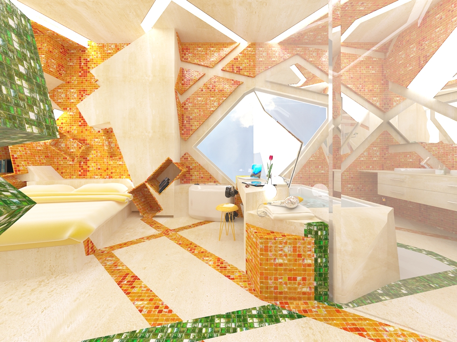 Современная и живописная спальня отеля — яркая работа дизайн-студии интерьеров джемелли
