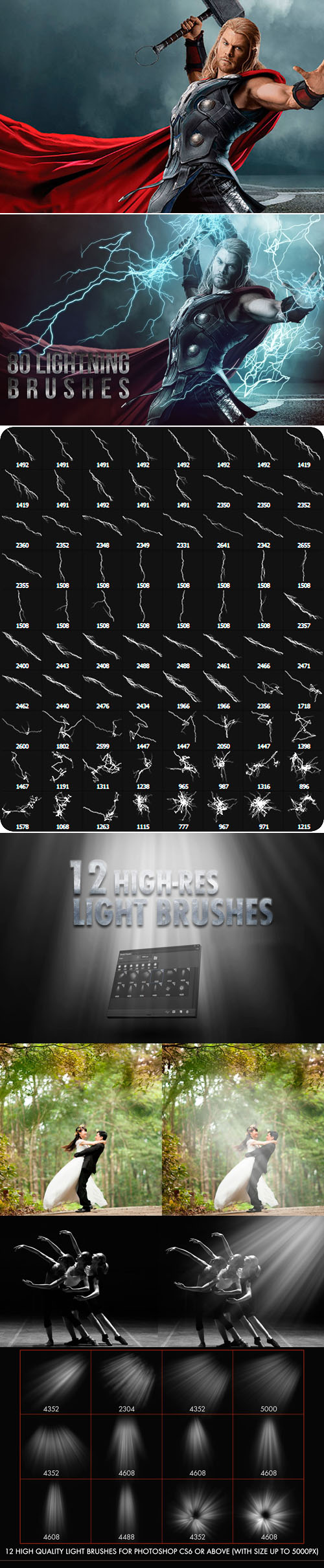 92 High-Res Lightning Photoshop Brushes