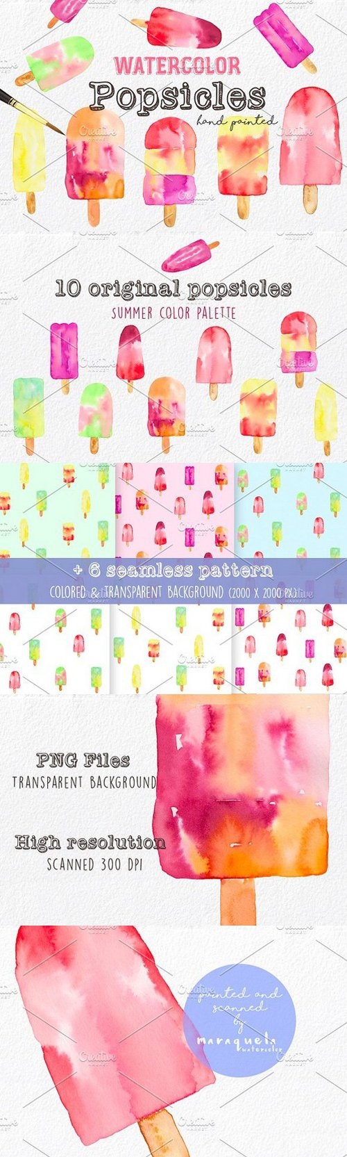 Summer Popsicles & Pattern Clip Art 1586464