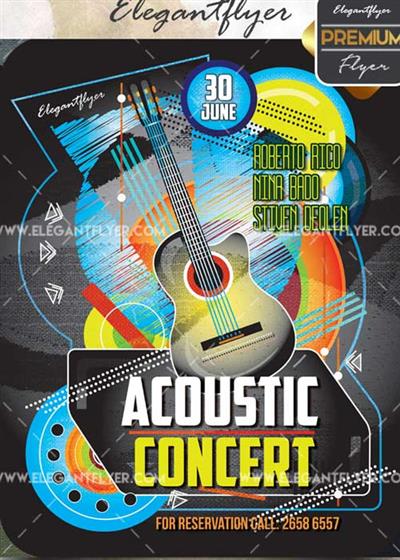 Acoustic Party V15 Flyer PSD Template + Facebook Cover