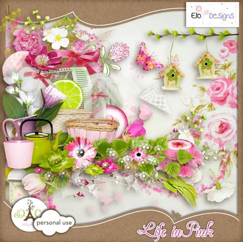 Цветочный скрап-набор - Жизнь в розовом