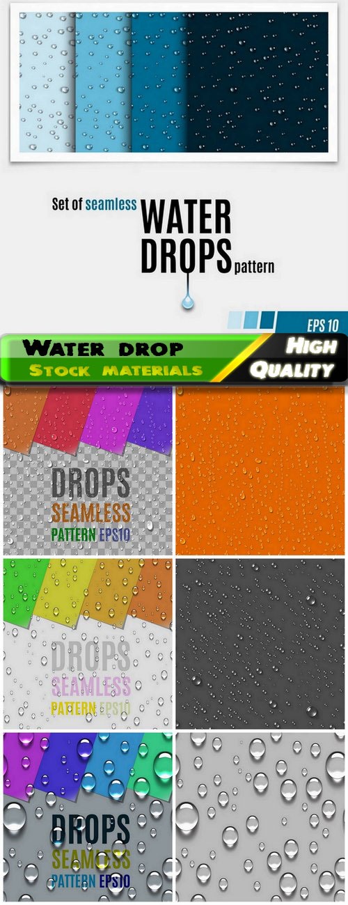 Realistic water drop and bubble on colored background 7 Eps