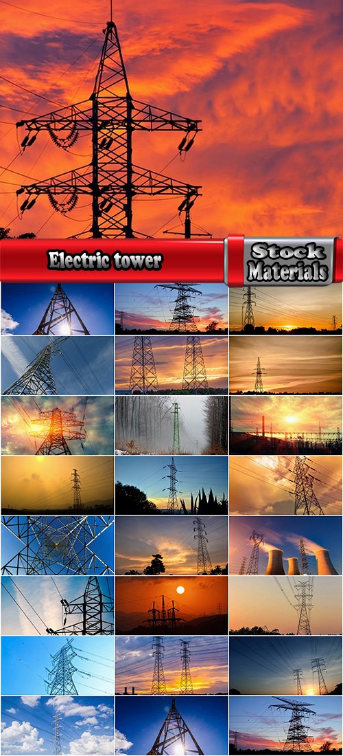 Electric tower pillar cable sunset industrialization 23 HQ Jpeg