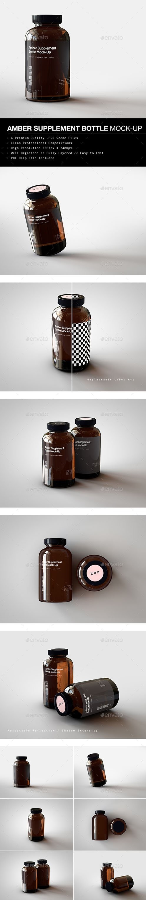 Amber Supplement Bottle | Vitamins Bottle Mock-Up 20280290