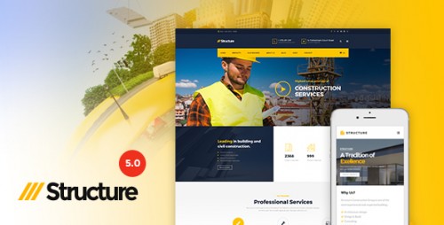 Nulled Structure v5.0.1 - Construction WordPress Theme image