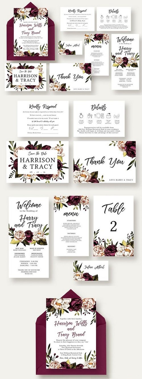 Bold & Stylish Floral Wedding Suite 1614914