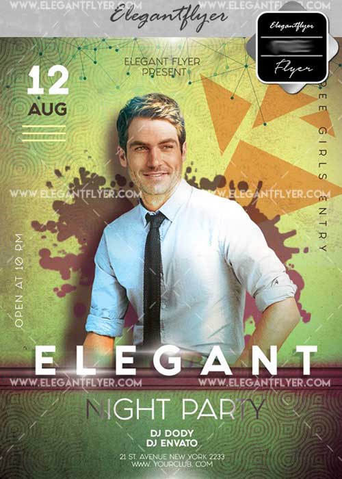 Elegant Night Party V25 Flyer PSD Template + Facebook Cover