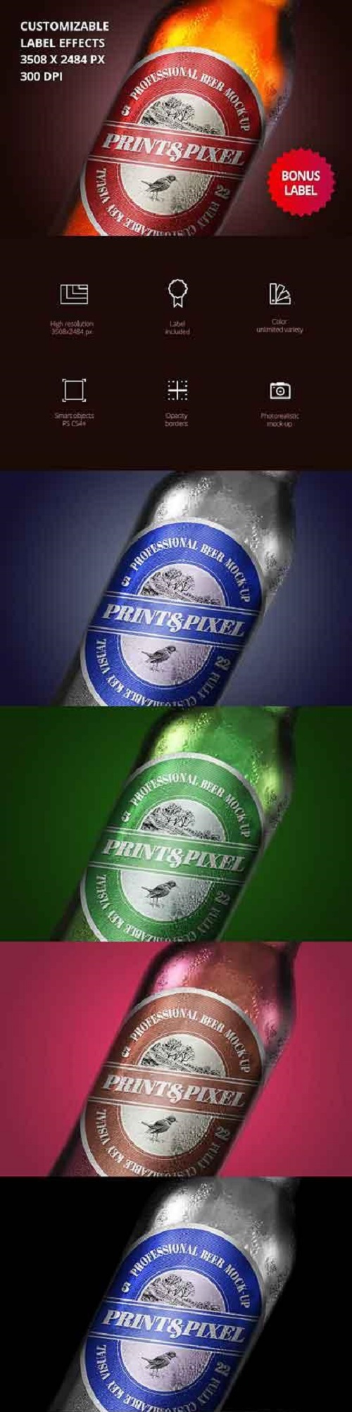 Beer close-up mock-up & label design 1754880