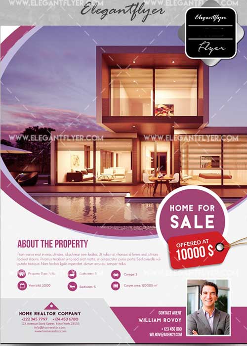 Home for Sale V1 Flyer PSD Template + Facebook Cover