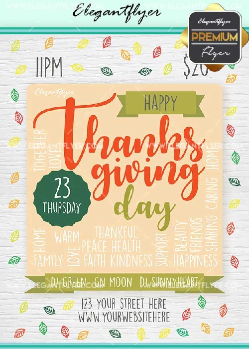 Thanksgiving Day Flyer PSD V21 Template + Facebook Cover
