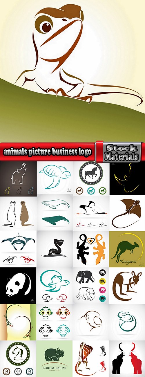 Vector animals picture business logo the lizard the elephant 25 Eps