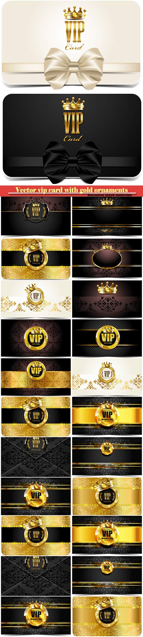 Vector vip card with gold ornaments and crown