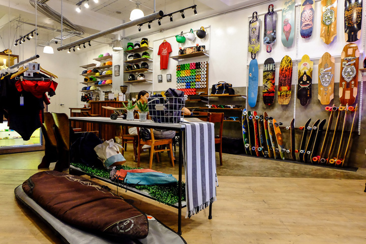 Энергия активной жизни в интерьере магазина для сёрферов и скейтбордистов на филиппинах
