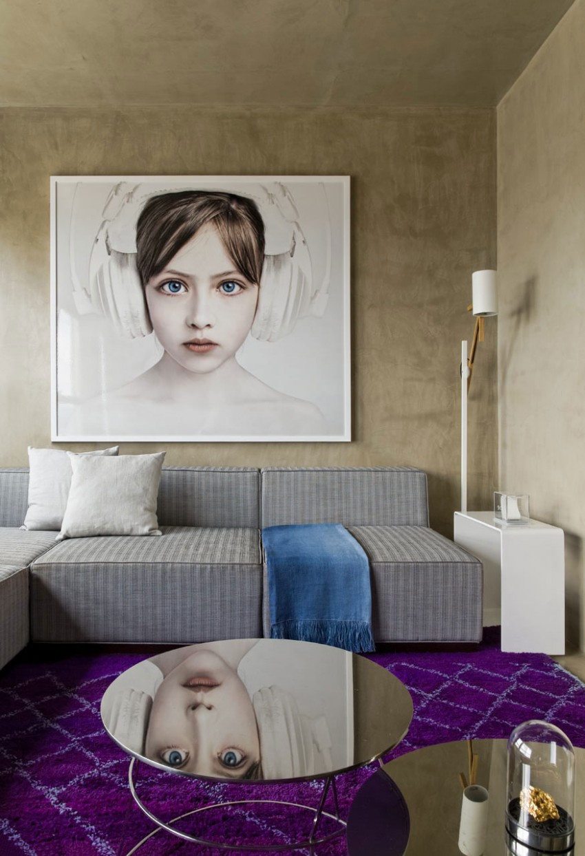 Симфония серого цвета – стильный дизайн интерьера небольшой квартиры с яркими акцентами от автора diego revollo