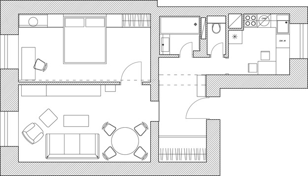 Интернациональный стиль эклектика в современном дизайне интерьера двухкомнатной квартиры площадью 60 кв. м