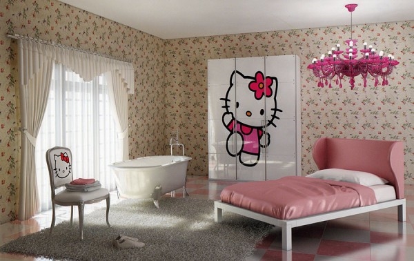 Мечтательный дизайн hello kitty в комнате для девочек