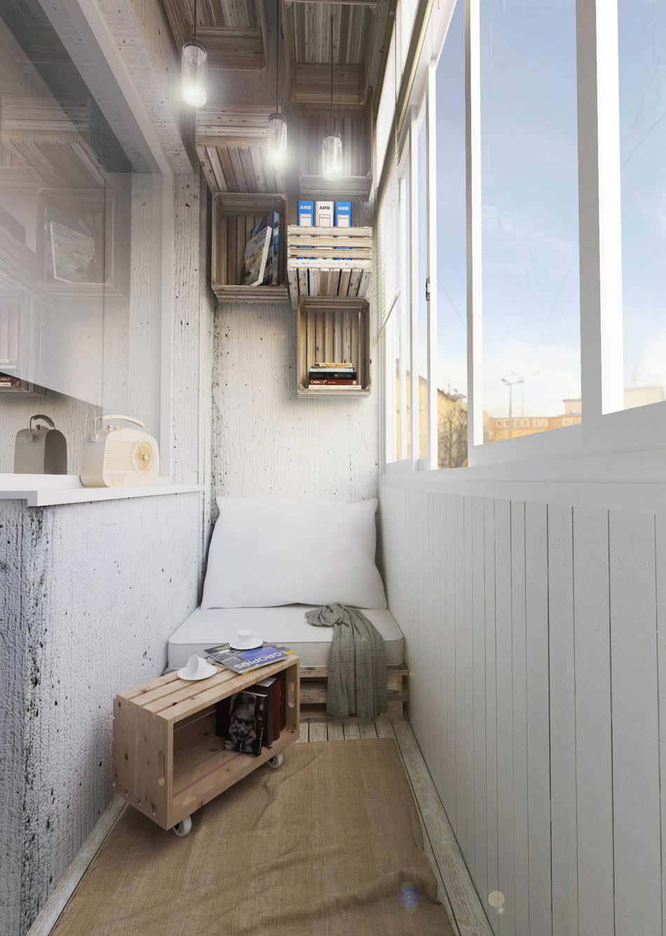 Маленький балкон в примитивистском стиле – оригинальный дизайн места для релаксации